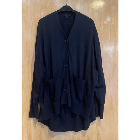 COS Back-Drape Wool Cardigan Navy Blue Size Large - Picture 6 of 7